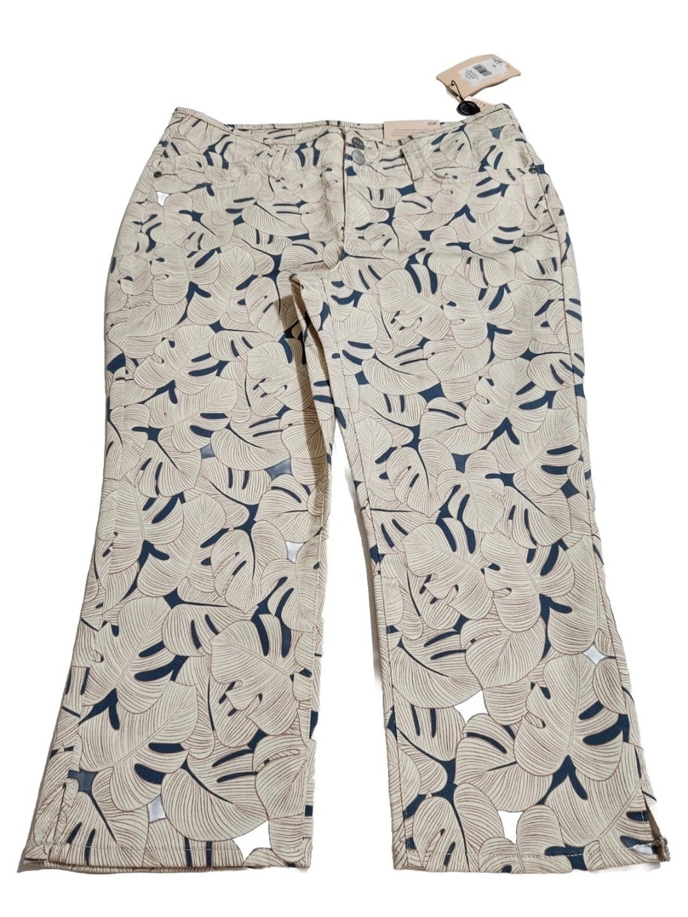 NYDJ Women's Jeans Size 10P Chloe Side Slit Capri Stretch Blue Multi  NWT 22